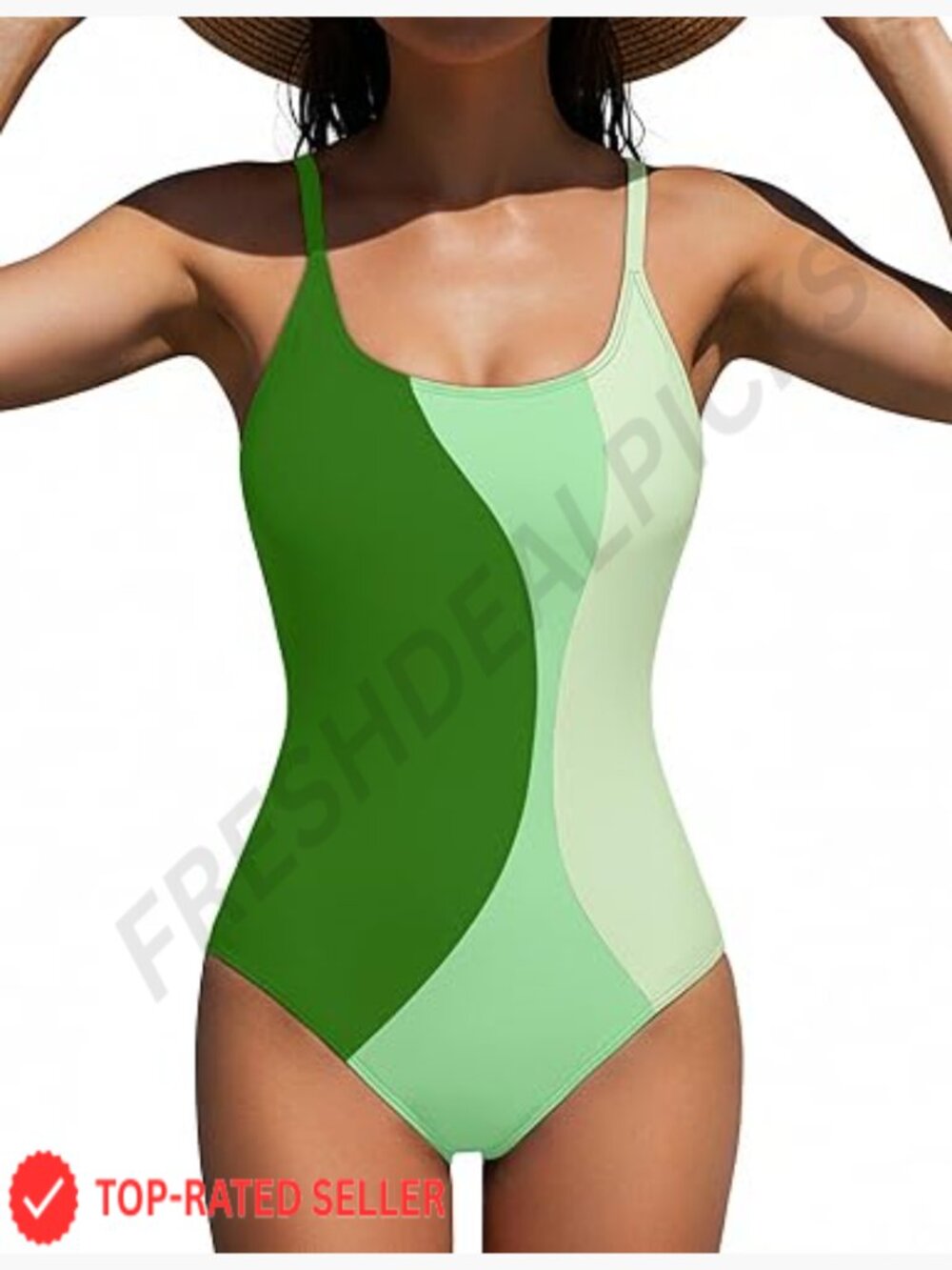 One Piece Swimsuit Full Coverage Tummy Control Square Neck Adjustable Straps